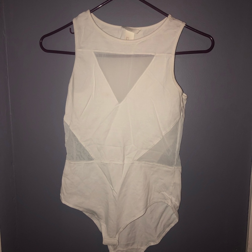 H&M white mesh bodysuit